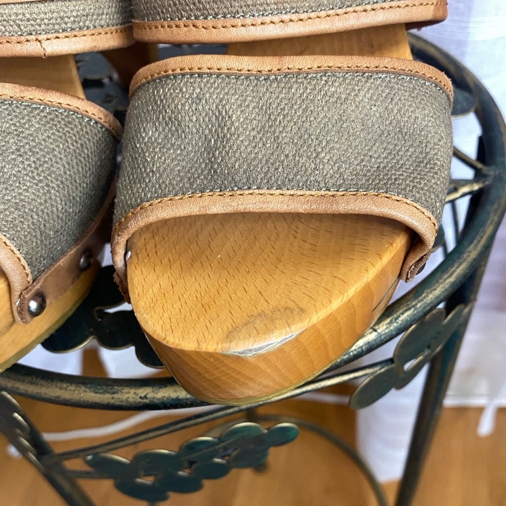 CNC Costume National Wood & Leather Platform Clog Sandal Size 41 Vintage - Picture 6 of 15